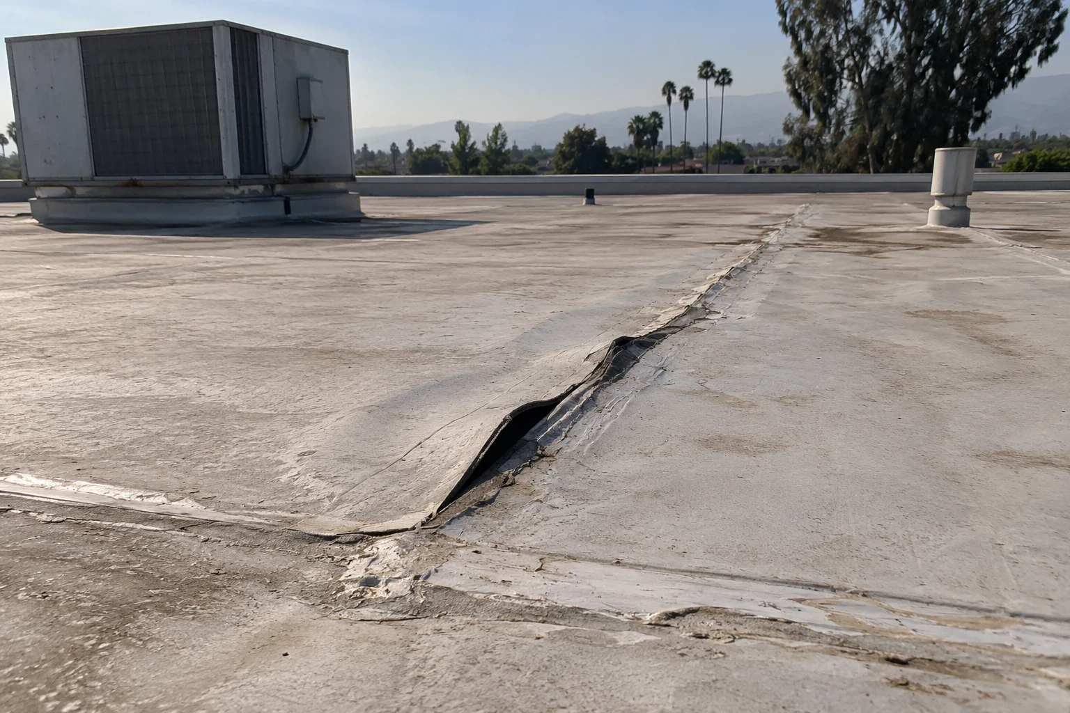Commercial Roof Seam Failure Repair in Fullerton, CA