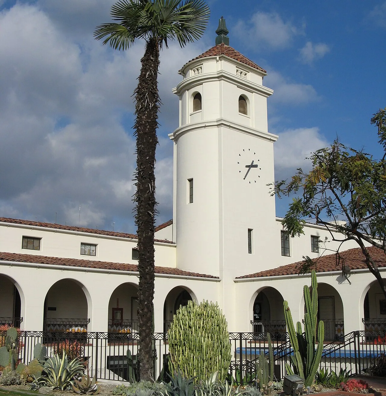Historic Santa Fe Depot tower in downtown Fullerton, CA
